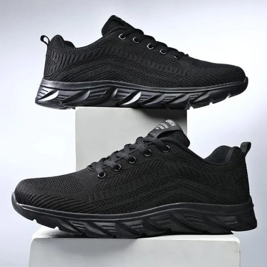 Casual Shoes Fashion Breathable Walking Mesh Flat Shoes Black