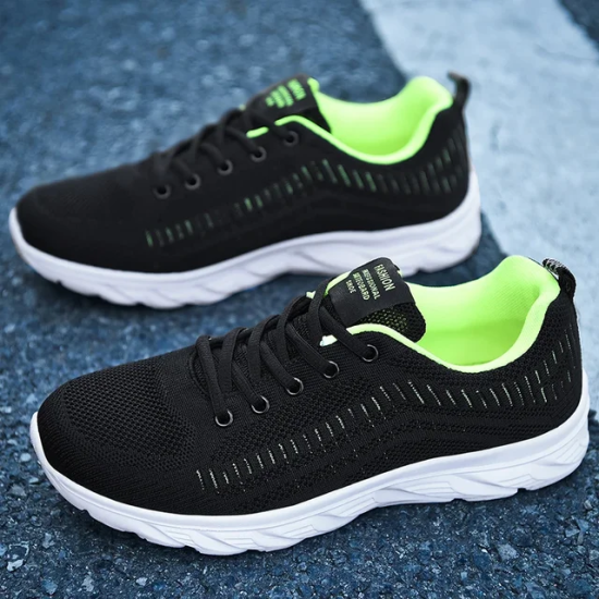 Breathable Tennis Running Walking Gym Shoes Black green Breathable Tennis Running Walking Gym Shoes Black green